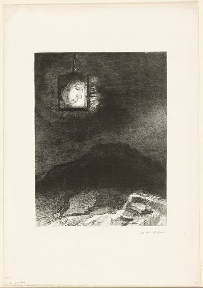 Bizonytalan csillogás, a végtelenről felfüggesztett fej, 6/3. tábla alkotó: Odilon Redon