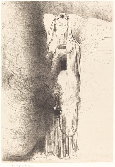 Aztán az angyal vette a tömjénezőt (És az angyal vette a tömjénezőt) alkotó: Odilon Redon