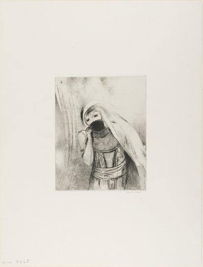 Szivacsot húz a kebléből, tökéletesen fekete, és csókkal borítja, 8/24. alkotó: Odilon Redon