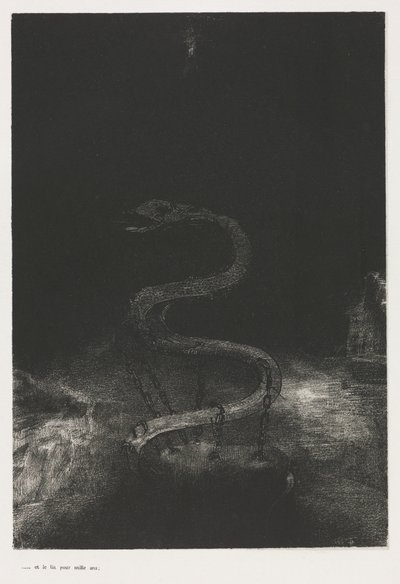 Szent János Apokalipszise: És ezer évre kötötte, 1899. alkotó: Odilon Redon