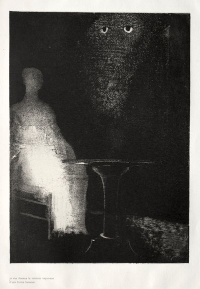 A kísértetház: Továbbra is a székre néztem, és halványkéket láttam rajta..., 1896. alkotó: Odilon Redon