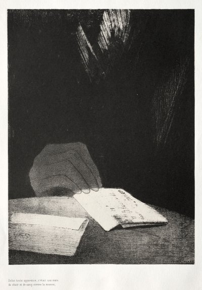 A kísértetház: Kéz volt, látszólag annyi húsból és vérből, mint a sajátom, 1896. alkotó: Odilon Redon
