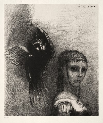 Szent Antal megkísértése Első sorozat: És egy nagy madár, leszáll az égből..., 1888. alkotó: Odilon Redon
