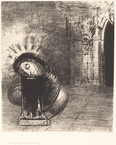 Egy hosszú krizális, a vér színe alkotó: Odilon Redon
