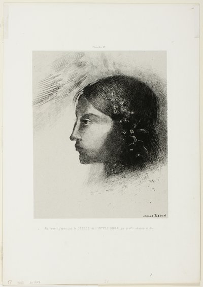Ébredéskor láttam az Értelmes Istennőjét súlyos és kemény profiljával, 6/6. alkotó: Odilon Redon