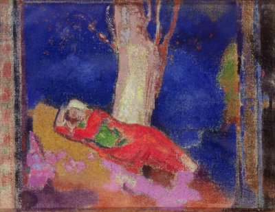 Nő alszik egy fa alatt alkotó: Odilon Redon