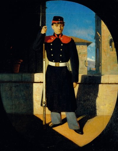 A toszkán nemzeti gárda katonái, 1860-61 körül (olaj, vászon) alkotó: Odoardo Borrani