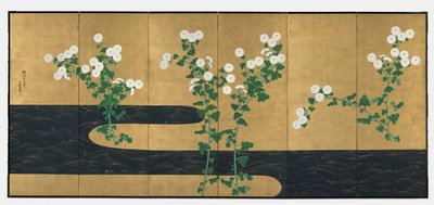 Krizantém patak mellett, 1700-as évek vége – 1800-as évek eleje. alkotó: Ogata Korin