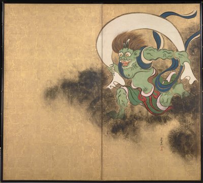 Le dieu du vent (A szélisten) Egy kétpaneles képernyő jobb oldali része - Ogata Korin (1658-1716) munkája, akvarell és tinta papíron, 18. század eleje, japán művészet, keleti mitológia - Tokiói Nemzeti Múzeum, Japán alkotó: Ogata Korin
