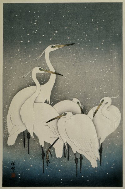 Kócsagok csoportja alkotó: Ohara Koson