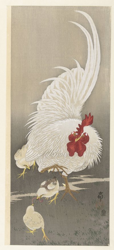 Kakas és három fióka alkotó: Ohara Koson