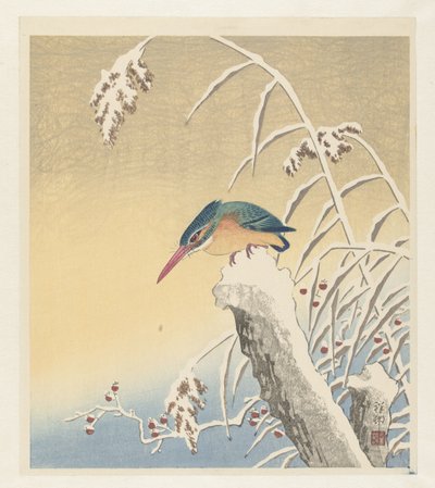 Jégmadár a hóban alkotó: Ohara Koson
