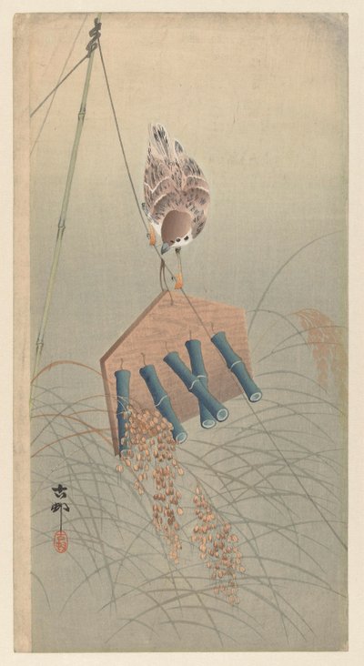Gyűrűs veréb madárijesztőn alkotó: Ohara Koson