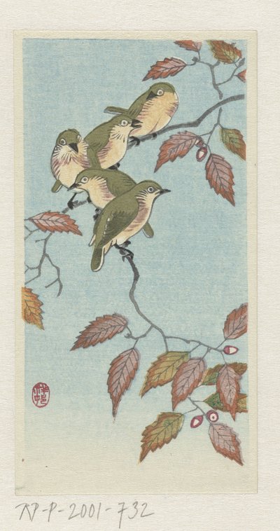 Kis madarak egy gallyon alkotó: Ohara Koson