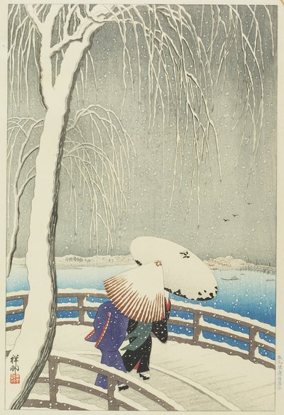 Havazás Yanagibashinál, 1927 alkotó: Ohara Koson