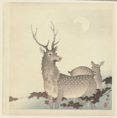 Két szarvas alkotó: Ohara Koson