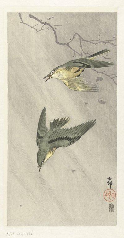Énekes madarak az esőben alkotó: Ohara Koson