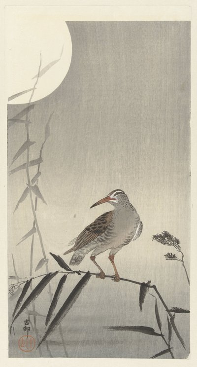 Fekete lovas bambusz ágon alkotó: Ohara Koson