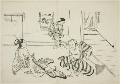 Gyermekfelügyelő és Kopasz Tengu a Kurama-hegyről (Kaburo Kurama Tengu), sz. 7 darab 12 nyomtatványból álló sorozatból, amelyek színdarabparódiákat ábrázolnak alkotó: Okumura Masanobu