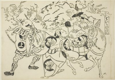 Teika utazása (Taika no michiyuki), a "Híres jelenetek japán bábjátékokból (Yamato irotake)" sorozatból. alkotó: Okumura Masanobu