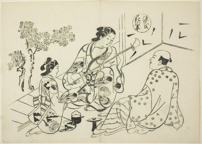 A Hana-no-en fejezet a "The Tale of Genji"-ből (Genji Hana-no-en), Genji paródiák sorozatából alkotó: Okumura Masanobu