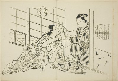 A Sakaki fejezet a "The Tale of Genji"-ből (Genji Sakaki), Genji paródiák sorozatából alkotó: Okumura Masanobu