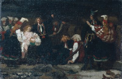 Harc egy farmon (olaj, vászon) alkotó: Olaf Isaachsen