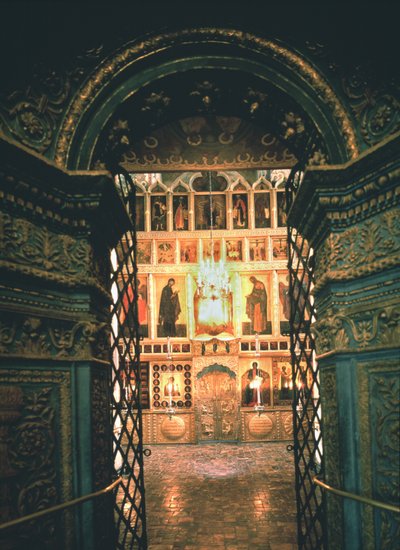 Belső ikonosztázzal a moszkvai Kreml Angyali üdvözlet-székesegyházában, 14-15. alkotó: Old Russian Architecture