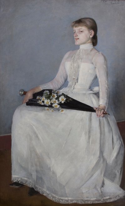 Sétáról vagy fehér ruhás hölgy alkotó: Olga Boznanska