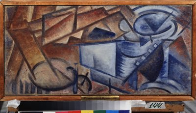 Csendélet. Olga Vladimirovna Rozanova (1886-1918) festménye, olaj, vászon. Orosz művészet, XX. század, absztrakt művészet. Állami V. Surikov Művészeti Múzeum, Krasznojarszk (Oroszország). alkotó: Olga Wladimirowna  Rosanowa