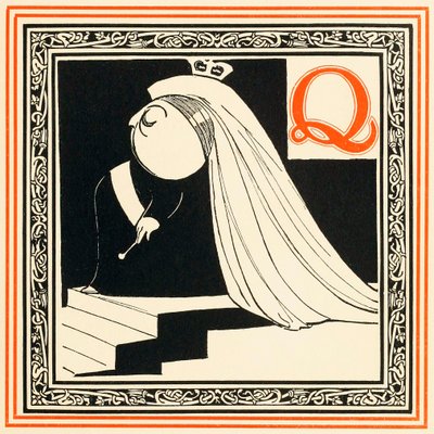 Q a királynő, olyan nemes és szabad, a hírességek ábécéjéből, kocsmából. 1899. alkotó: Oliver Hereford