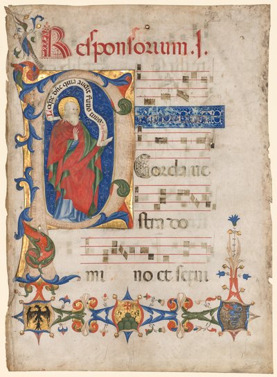 Levél egy antifóniából: Sámuel prófétával... történetbe írt kezdőbetű, c. 1439-1447. alkotó: Olivetan Master
