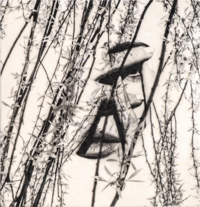 Maura, 2022 (méhviasz fototranszfer fára ) alkotó: Olivia Gozzano