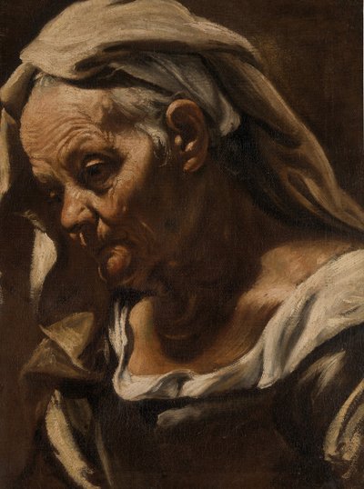 Egy öregasszony feje, 1610 után. alkotó: Orazio Borgianni