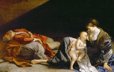 Pihenjen az egyiptomi repülésen - The Rest on the Flight into Egypt - Orazio Gentileschi (1563-1638). Olaj, vászon, kb 1625. Mérete: 138,5x216 cm. Művészettörténeti Múzeum, Bécs alkotó: Orazio Gentileschi