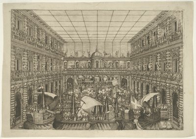 Naumachia a Palazzo Pitti udvarán alkotó: Orazio Scarabelli