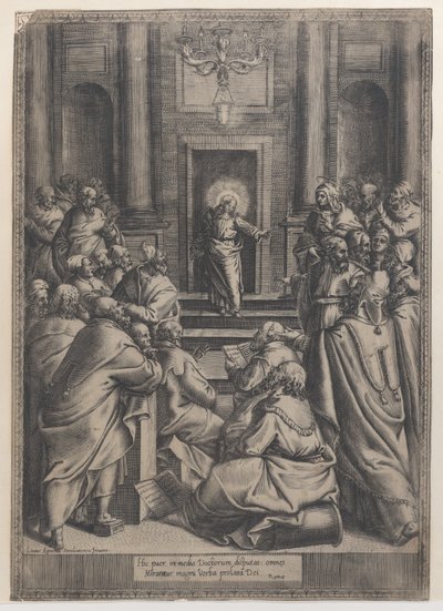 Krisztus vitatkozik a templomban, 1568-77., 1568-77. alkotó: Orazio de Sanctis