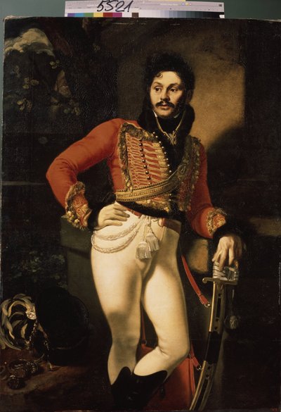 Eugraph Davydov huszárezredes (1775-1823) portréja. (E. Davydov huszárezredes portréja). Oreste Adamovich Kiprensky (Kiprenski) (1782-1836) festménye, olaj, vászon alkotó: Orest Adamovich Kiprensky
