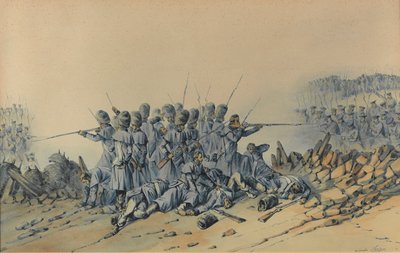 Az őrök utolsó lelátója a Sandbag Redoutnál (akvarell papíron) alkotó: Orlando Norie
