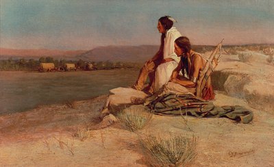 A vagonvonatot nézni (olaj, vászon) alkotó: Oscar Edward Berninghaus