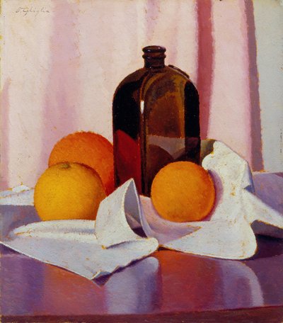 Narancs és üveg, 1930-40 körül (olaj, karton) alkotó: Oscar Ghiglia