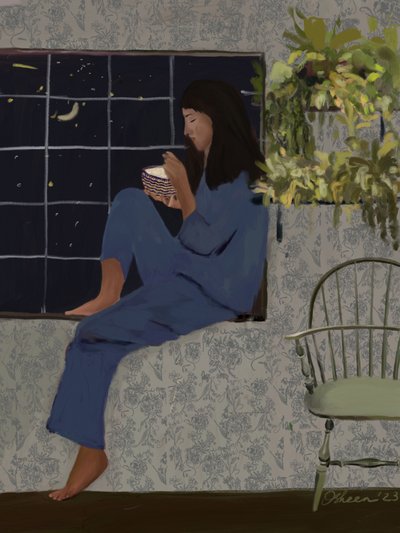 Étkezés a holdfényes ablaknál alkotó: Osheensgallery
