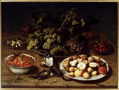 Csendélet gyümölcs majom és pillangók. Osias I Beert festménye (1570-1624) Ec. Nagyzolás. alkotó: Osias the Elder Beert