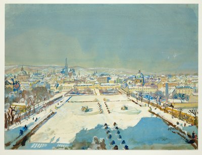 Tél a Belvedere kertekben (akvarell és testfestés) alkotó: Oskar Laske
