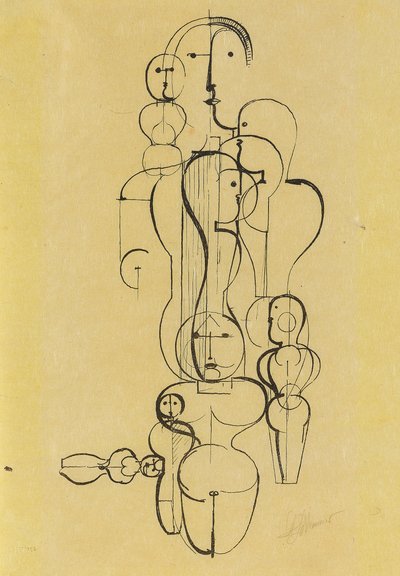 Koncentrikus csoport: ábra terv K1 Koncentrikus csoport: ábra terv K1, 1922. alkotó: Oskar Schlemmer
