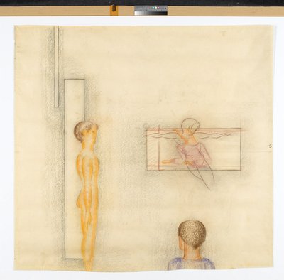 Folkwang-Zyklus: Dreiergruppe mit Schwebendem alkotó: Oskar Schlemmer