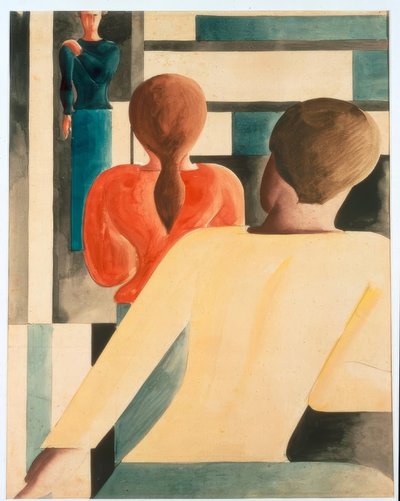 Belseje kék, sárga és piros színben alkotó: Oskar Schlemmer