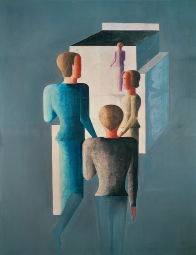 Négy figura és egy kocka alkotó: Oskar Schlemmer