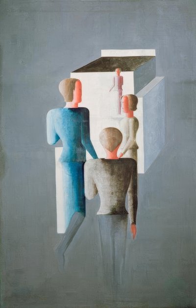 Négy figura és egy kocka alkotó: Oskar Schlemmer