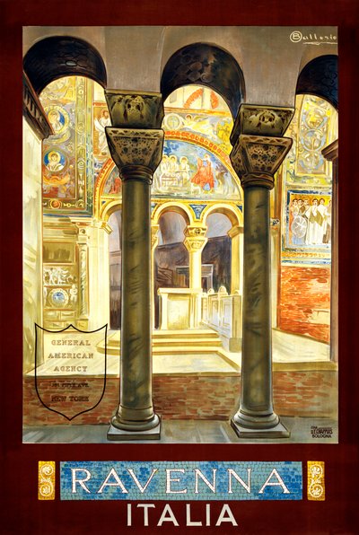 Ravenna utazási poszter, 1925 körül (színes litó) alkotó: Osvaldo Ballerio